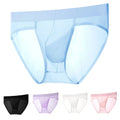 Breathable Mens Briefs Ice Silk See Through For Ultra Thin Pouch