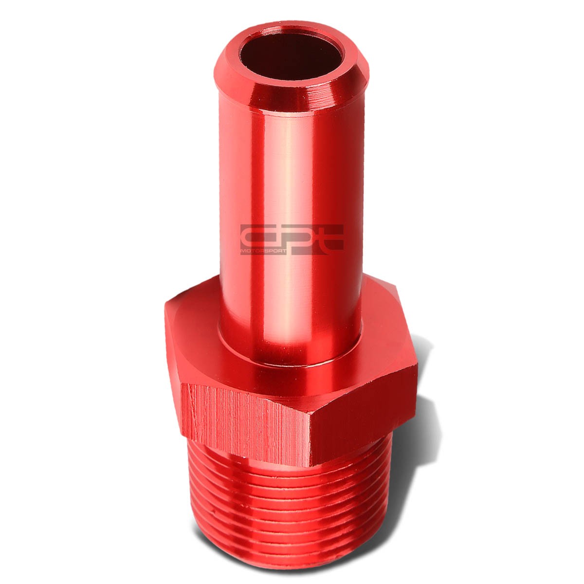 3/4" NPT Male Straight To 3/4" Hose Barb Nipple Red Aluminum Finish