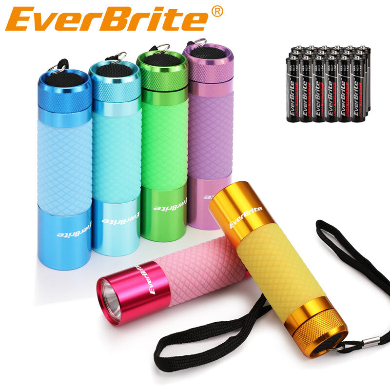 EverBrite 6Pack Mini LED Flashlight Glow Dark Aluminum Flashlight 8AAA