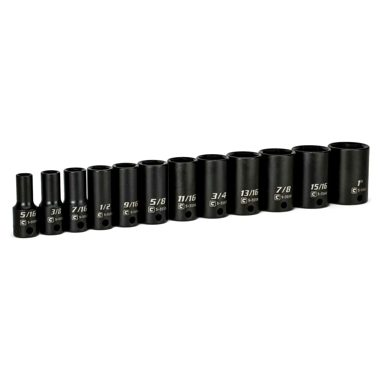 Capri Tools 3/8 In. Drive Semi-Deep Impact Socket Set, 6-Point, Sae