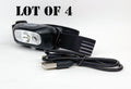 LOT 4 USB Rechargeable Headlight Head Lamp LED Flashlight w/ Motion Sensor Mode