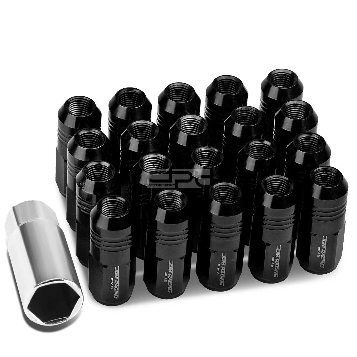 Closed End M12x1.25 50mm Tall 20mm Od Black Aluminum Jdm Lug