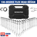 Workpro 22-piece Ratcheting Combination Wrench 72 Teeth 6-18mm & Sae