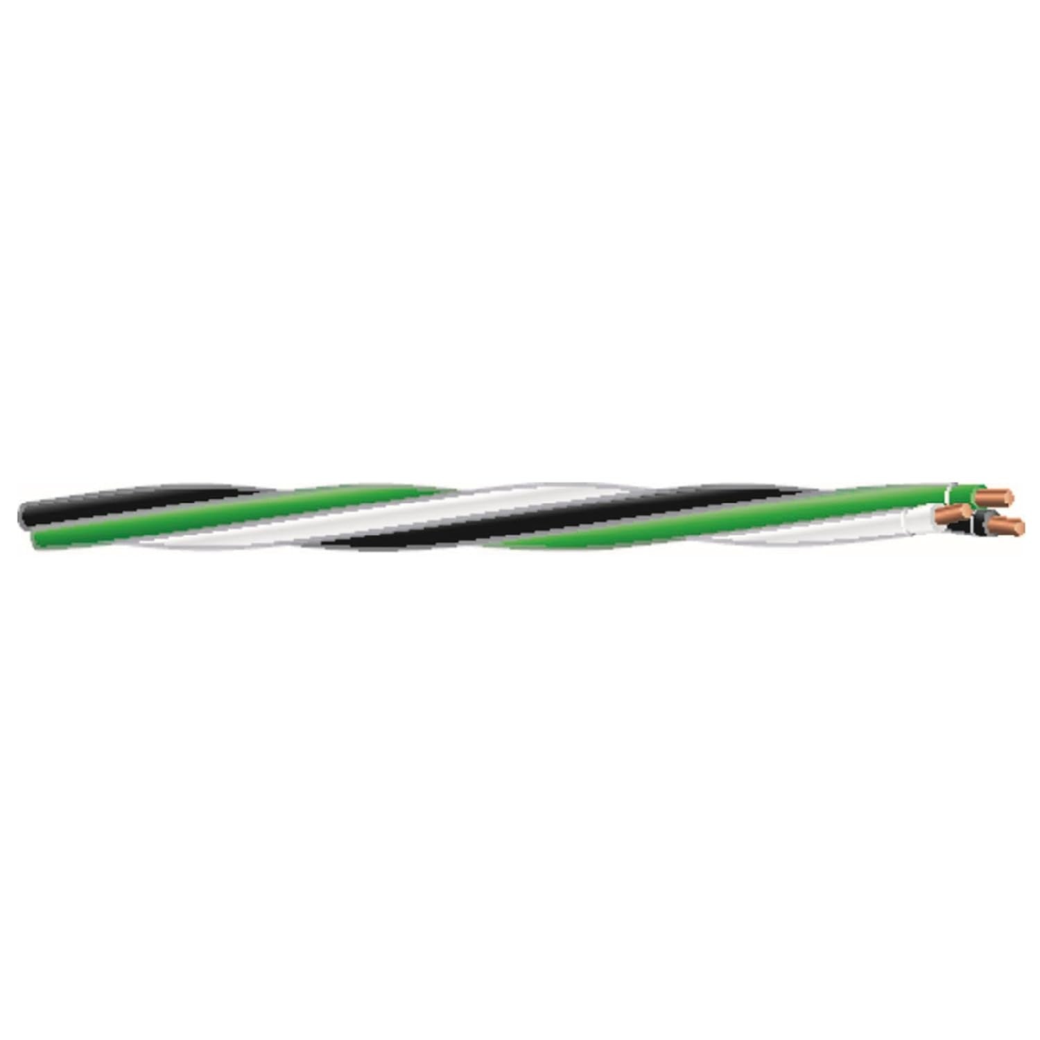 15 Ft. 12/3 Black/White/Green Solid CU THHN Tri-Wire
