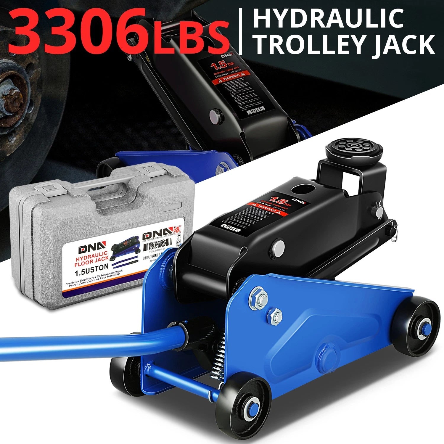 5.5-15.35 3000lbs Capacity Alloy Steel Hydraulic Blue Floor Jack