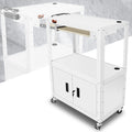 22"-42" Adjustable Height White Steel Av Cart Usb Power Strip