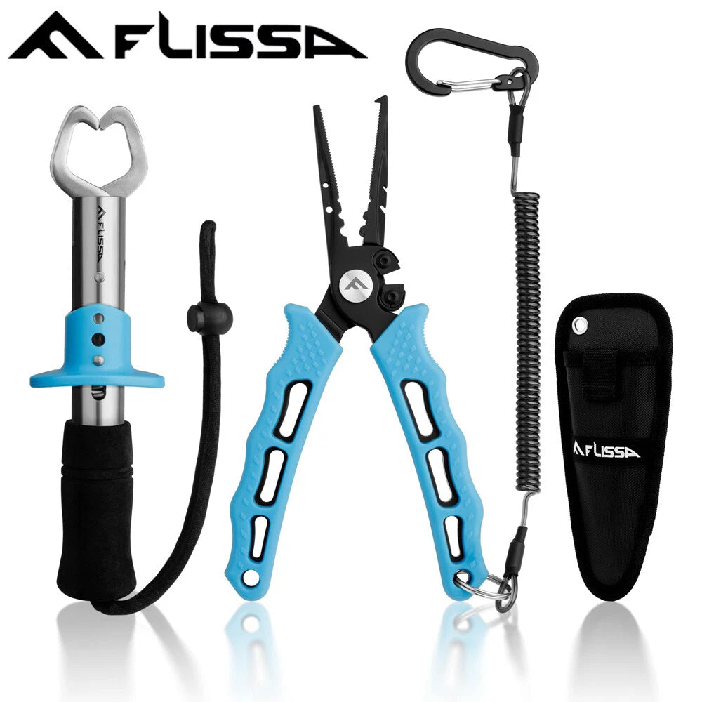 Flissa Fishing Tool Kit Fish Lip Gripper Fishing Plier Hook Remover
