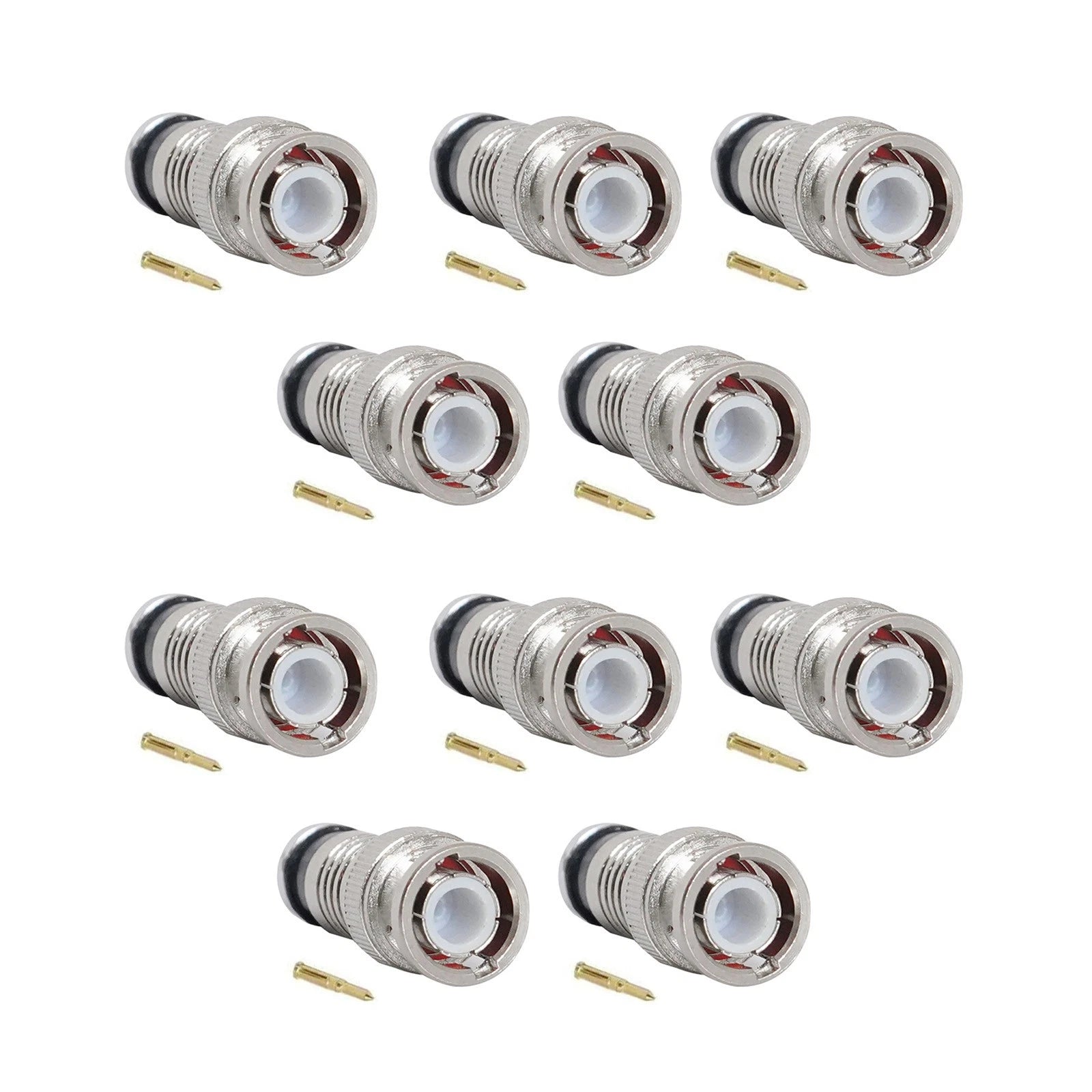 Silver Adapter Bnc Compression Connector For Cctv Camera Rg6 Coax