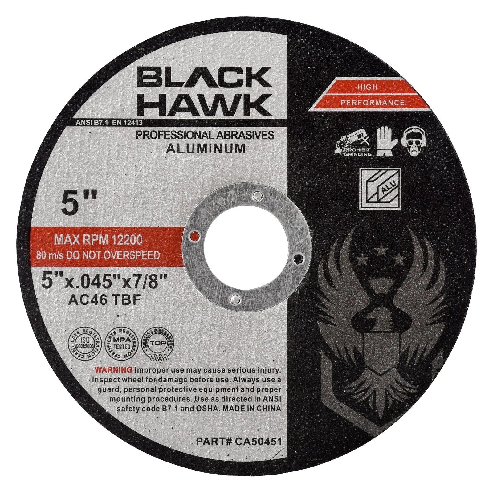 50 Pack - 5" x .045" x 7/8" Aluminum Cut-Off Wheels Non-Loading Cutting Disc