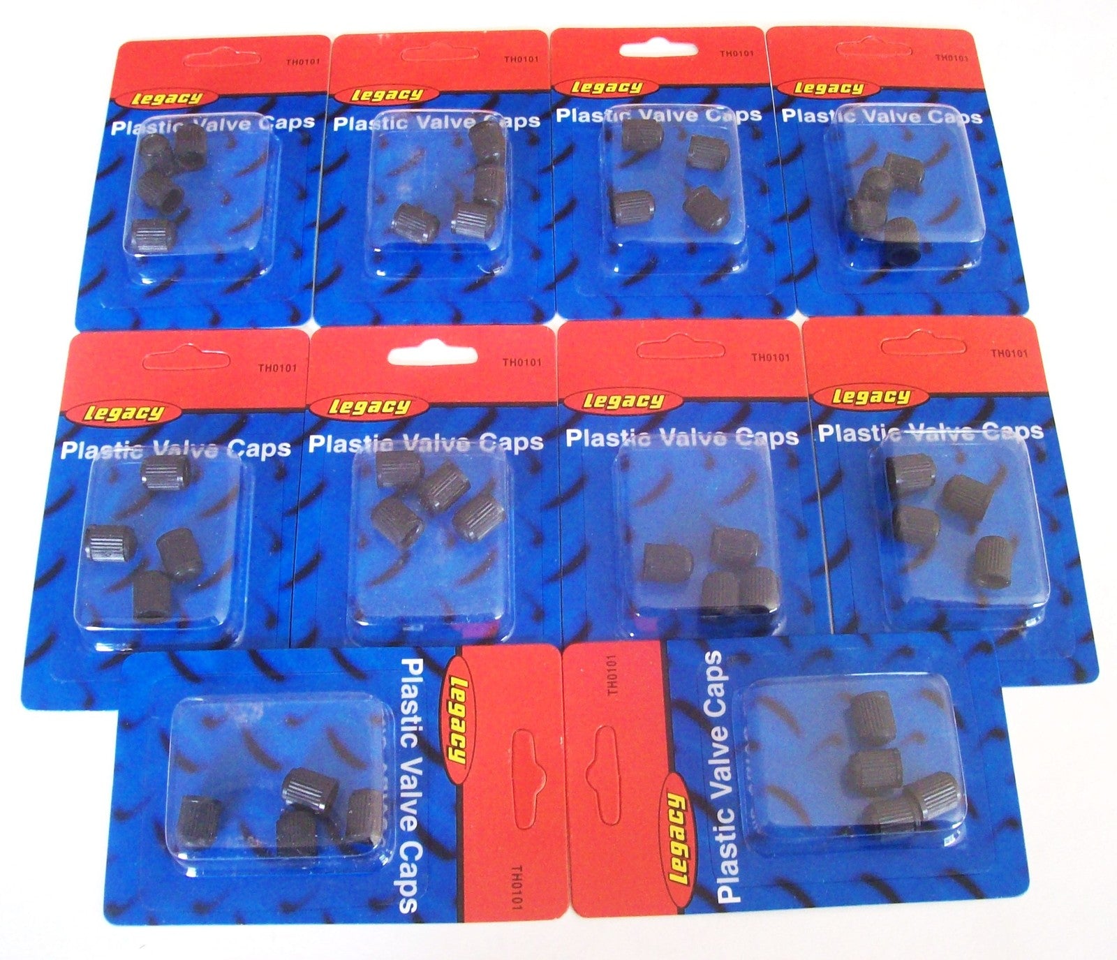 40 Legacy Black Plastic Valve Stem Caps - 10 Pack by Legacy