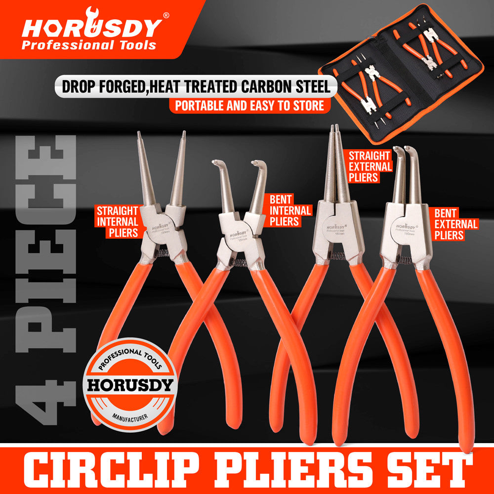 4pc 7" Circlip Plier Snap Ring Pliers Portable Internal External