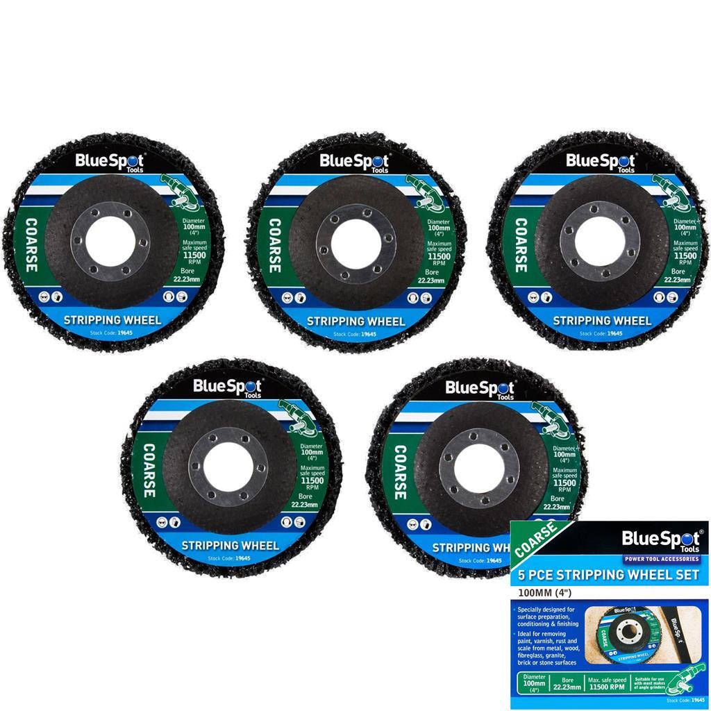 BlueSpot 5pc 100mm Coarse Stripping Wheel Set by BlueSpot