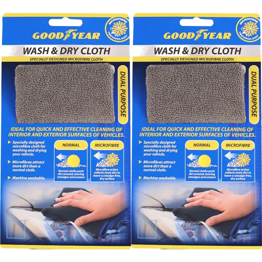 Goodyear Microfibre Wash & Dry Cloth - 2pc Set