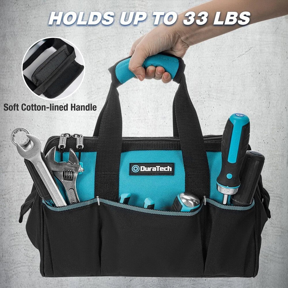 Duratech 9 Pockets 13" Tool Bag Wide Open Mouth Storage Toolbag
