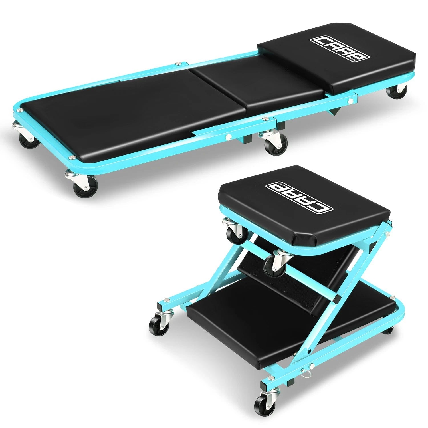 36" X17" X5" 330lbs Z-shaped Structure Sky Blue 2-in-1 Rolling