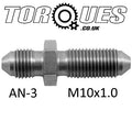 An -3 (an3 3an) to M10x1.0 Straight Stainless Bulkhead Fitting