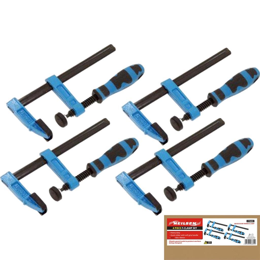 Neilsen 4pc F Clamps 150mm Heavy Duty