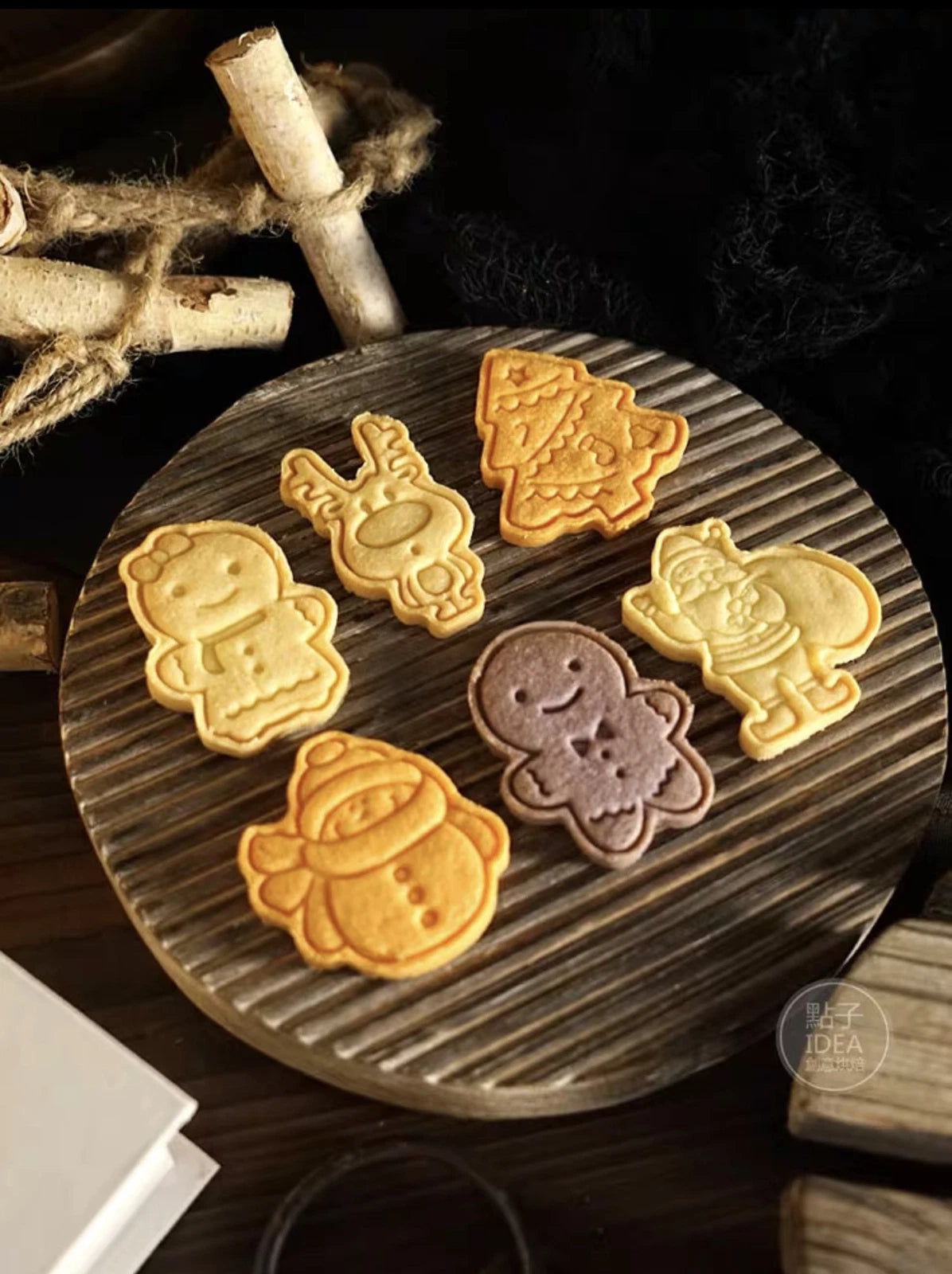 Christmas Cookie Cutters Set Plunger Mold 3d Diy Biscuit Holiday