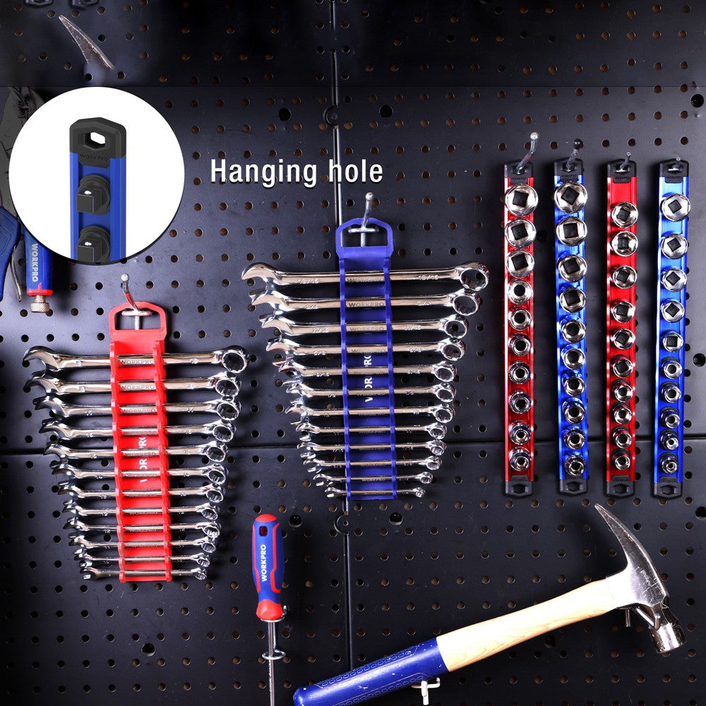 WORKPRO 8PCS Magnetic Socket Organizer Wrench Organizer Set 1/4" 3/8"