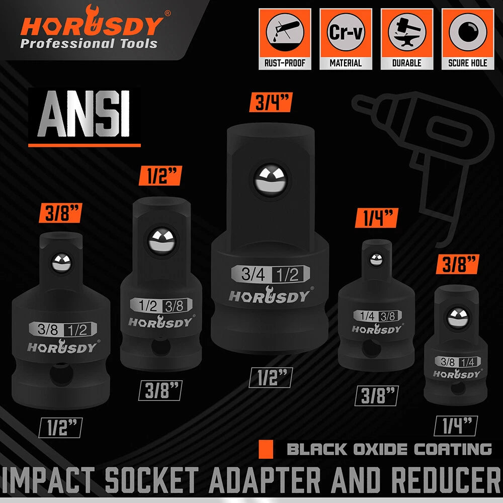 5PC Air Impact Socket Adapter Reducer Set Ratchet 1/4" 3/8" 1/2" 3/4" Drive Tool