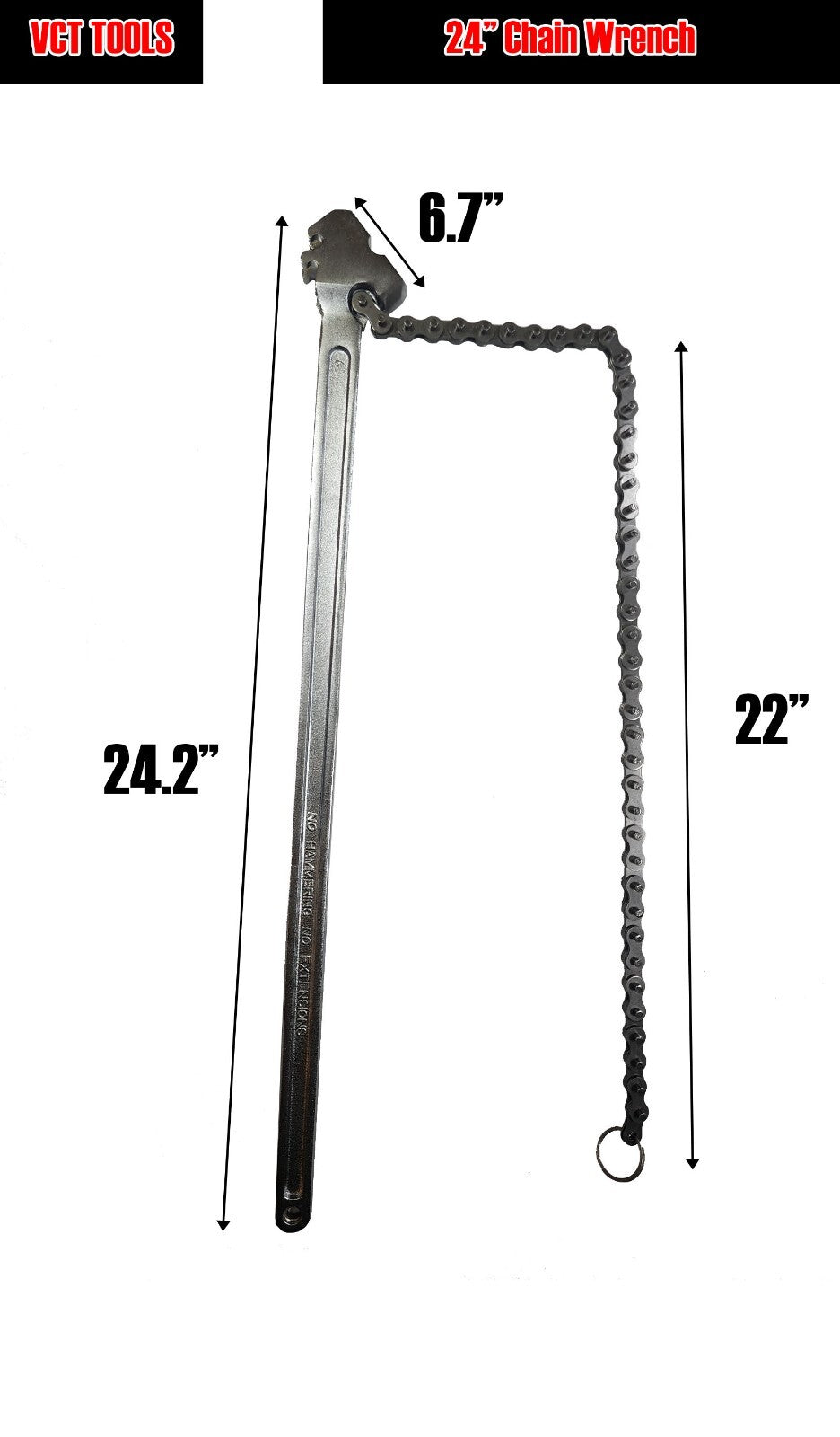 VCT 24" Chain Oil Filter Pipe Wrench Tool