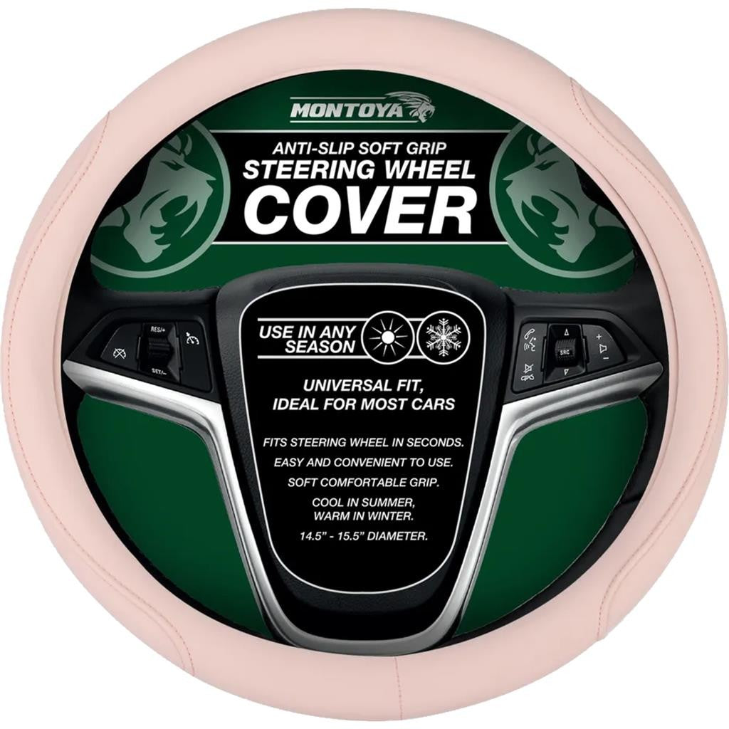 Montoya Universal 15" Light Pink Leather Look Alike Steering Wheel Cover CarOpen