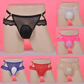 Transparent Lace Men Thong Padded Pouch G String Sissy Underwear Sexy