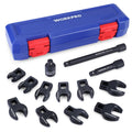 Workpro 3/8" Drive Crowfoot Wrench Set, Metric With 2 Extension Bars