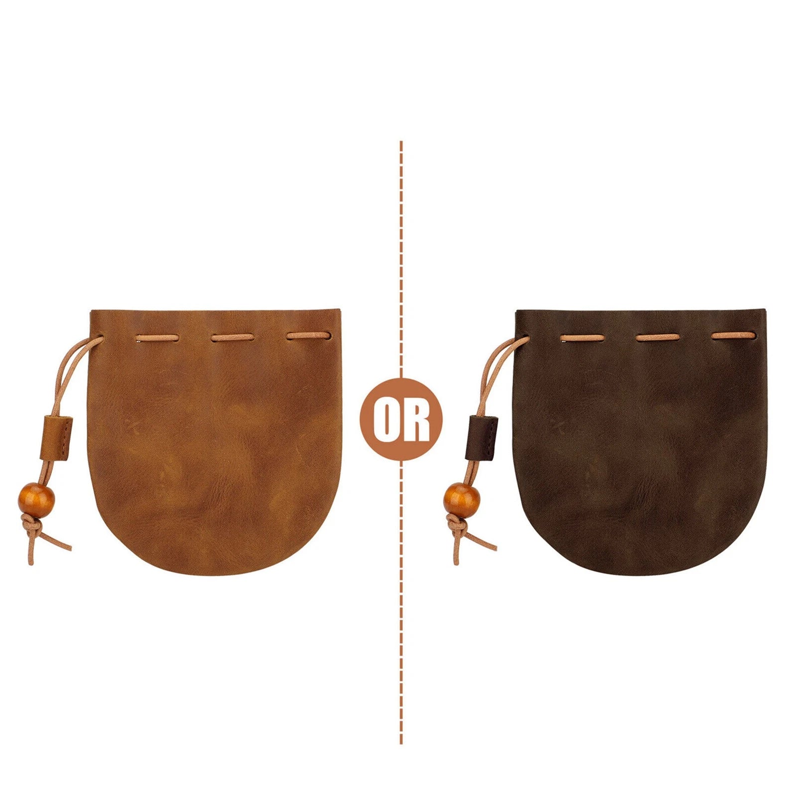 Retro Leather Wallet Coin Pouch Case Drawstring String Bag Small