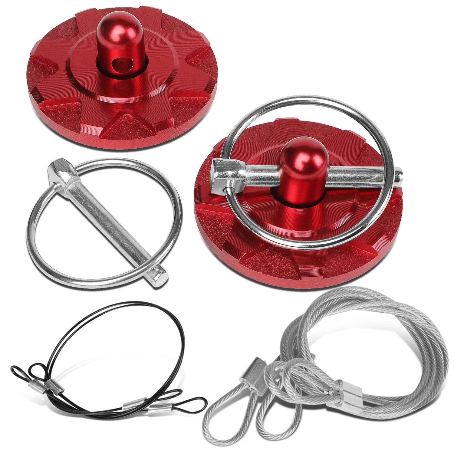 Red Aluminum Universal Fit Bonnet Security Mount Hood Locking Latch