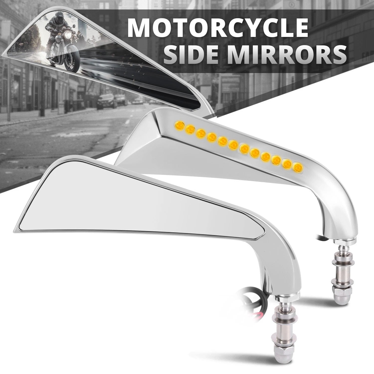 Fit Universal Naked Bike Cruiser Axe Chrome Cover Led Signal Side