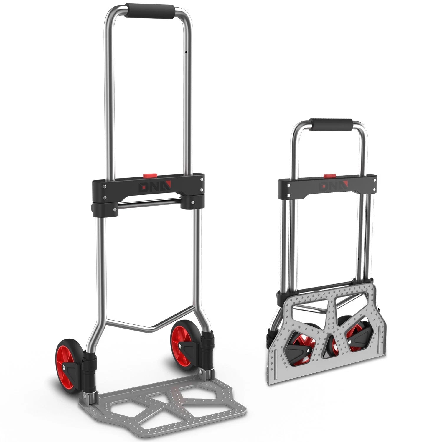 27.9"-38.3" 220lbs Capacity Red Foldable Steel Hand Truck Cart