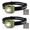 Swiss+Tech 2PC Headlamp Flashlight Red Blinking Light Super Bright LED