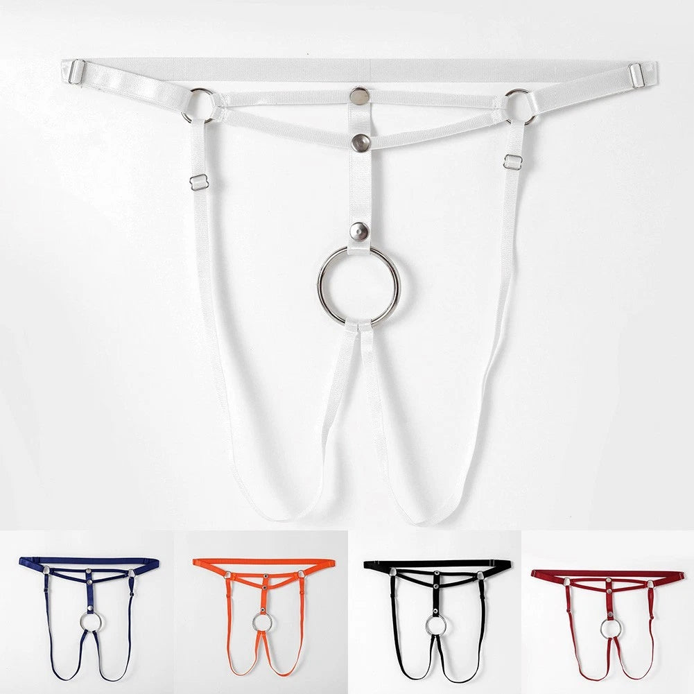 Classic Men's G String Briefs Underwear Crotchless O Ring Hole Panties