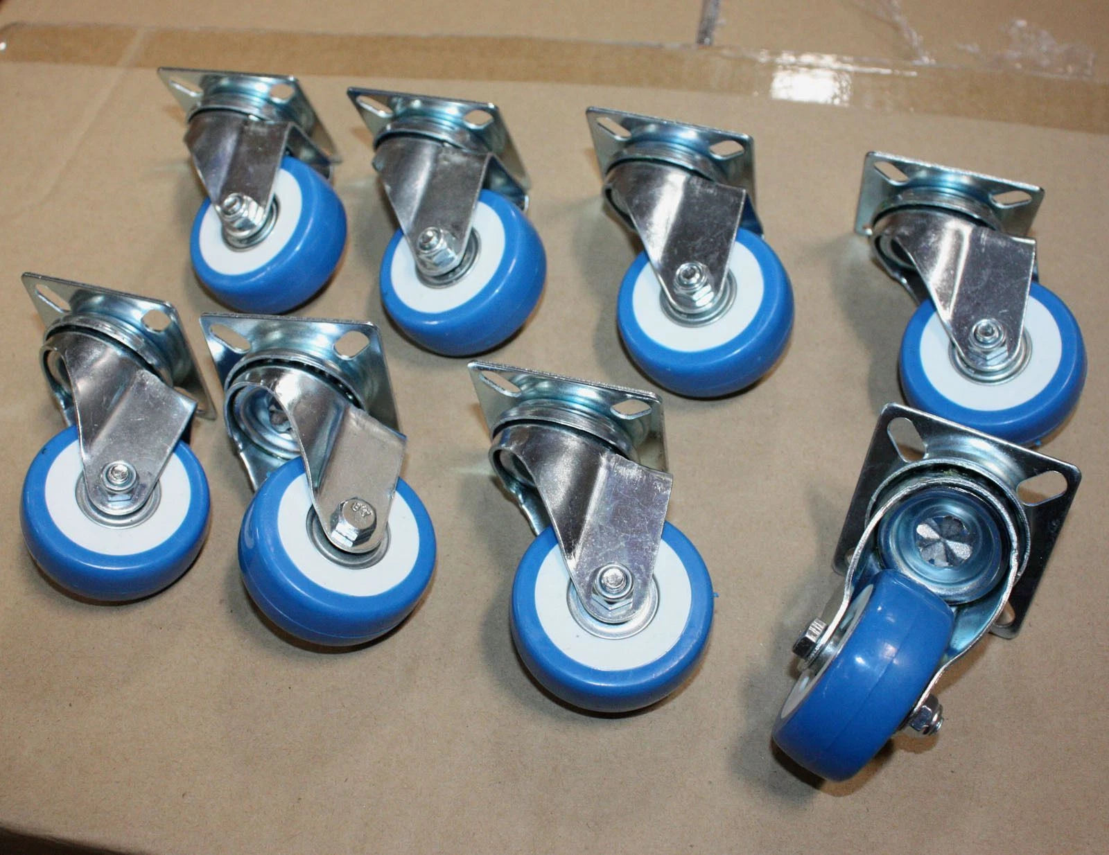 Lot 2" Caster Wheels Swivel Plate Blue Polyurethane Wheel Pu Steel