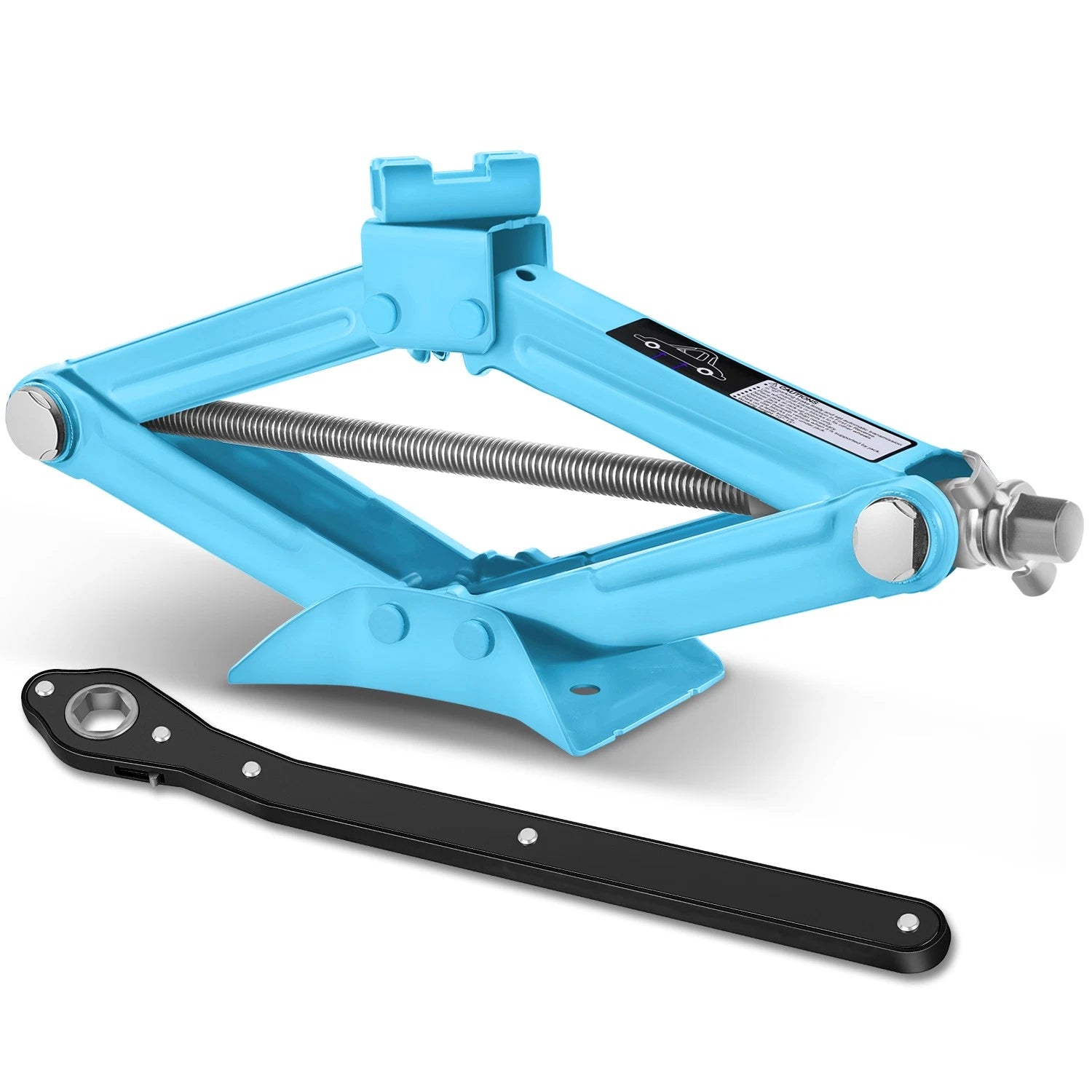 10-15in 3306lbs Capacity Hydraulic Lift Sky Blue Scissor Jack W/