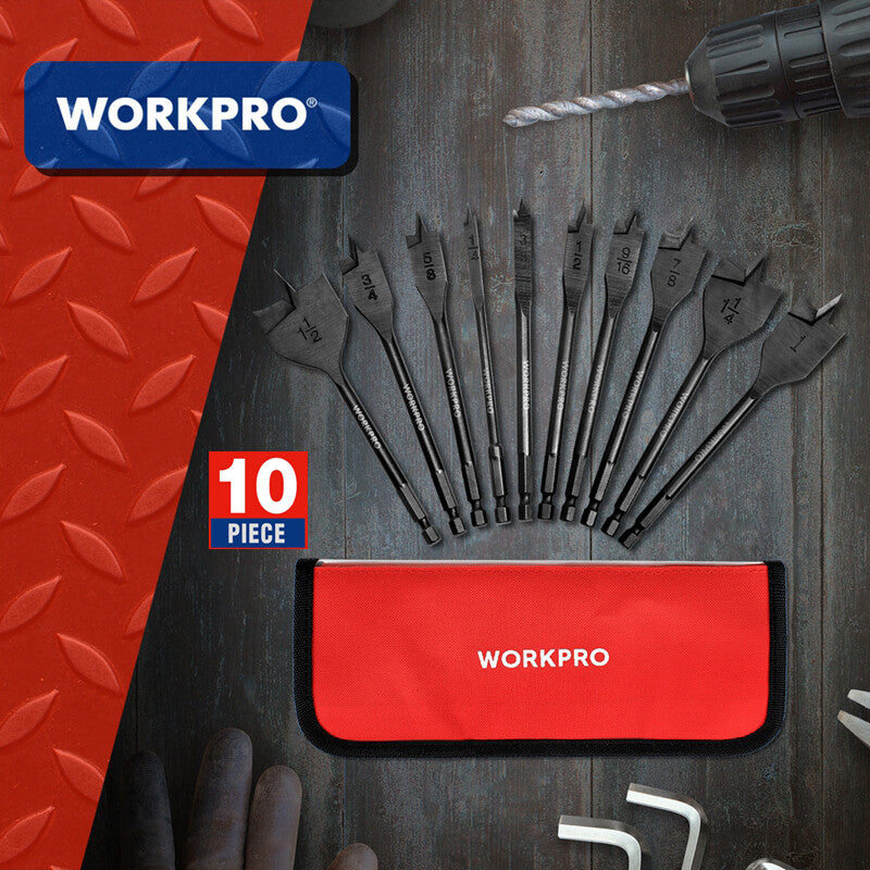 WORKPRO 10-Piece Pro Spade Drill Bit Set by WORKPRO