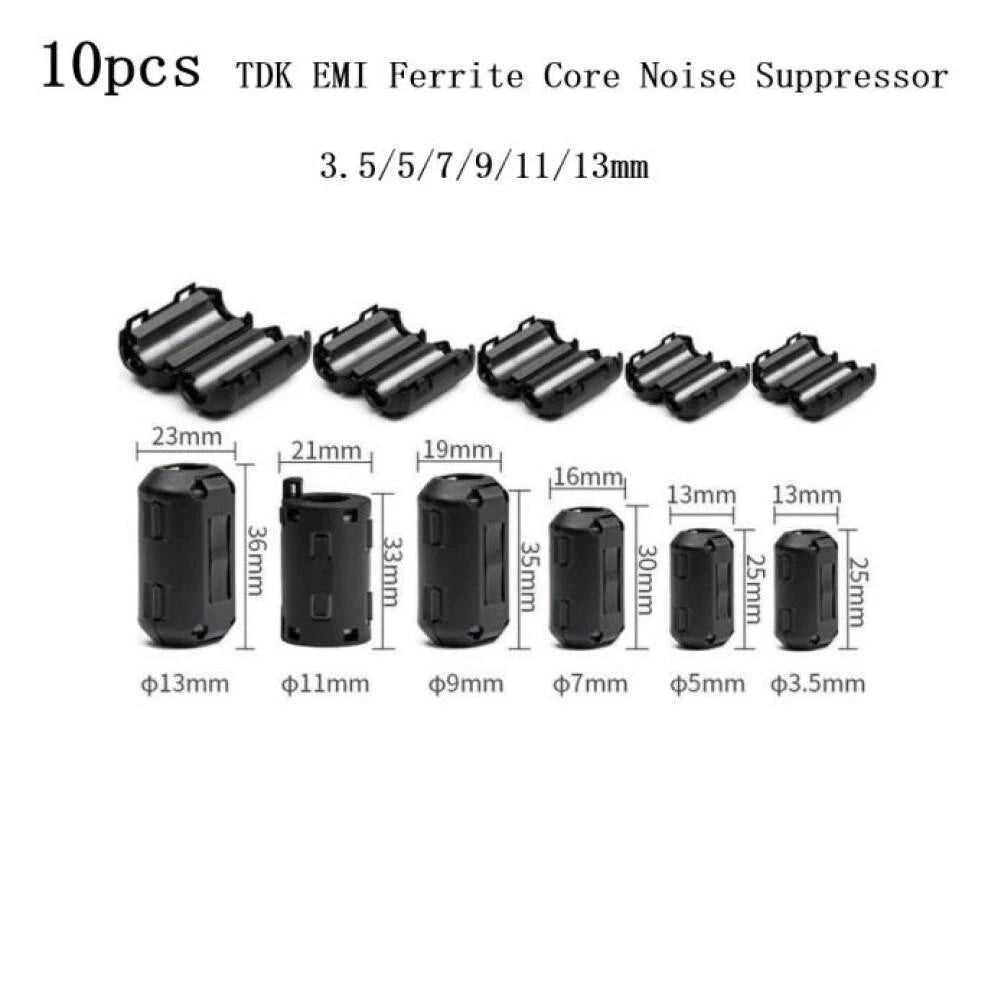 Cable Clip On Noise Suppression Filter Rings 10 Pack For Reduction