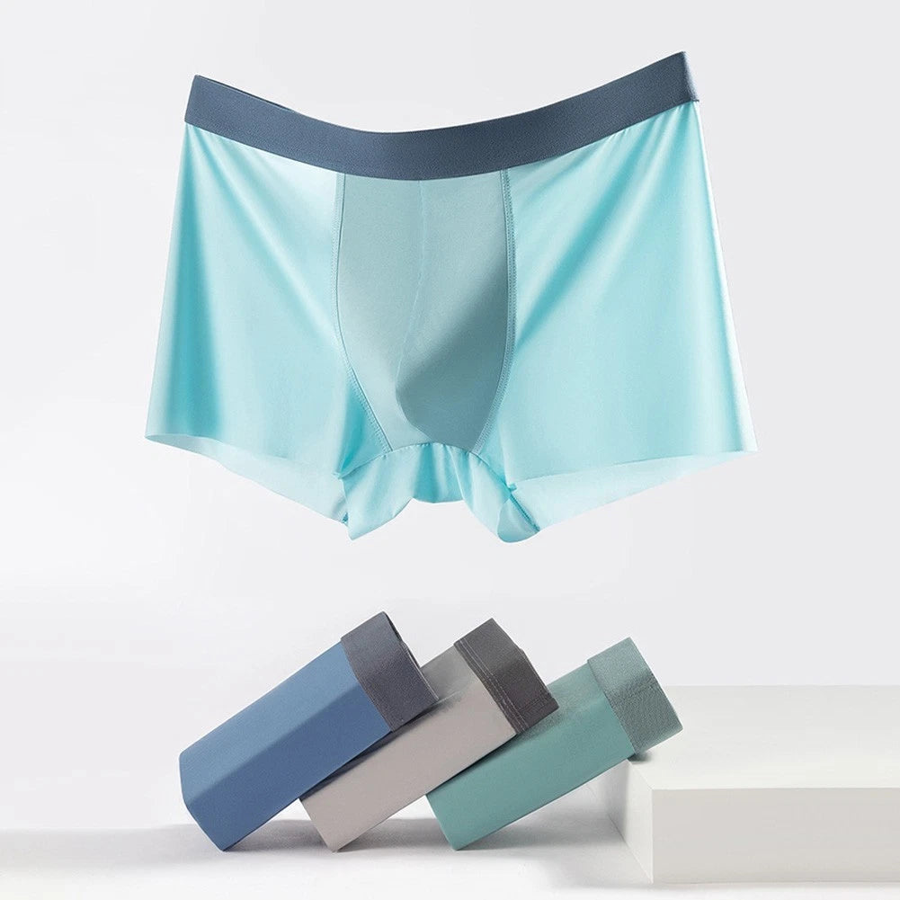 Seamless Ice Silk Breathable Men Boxer Shorts For Ultra Thin Flat