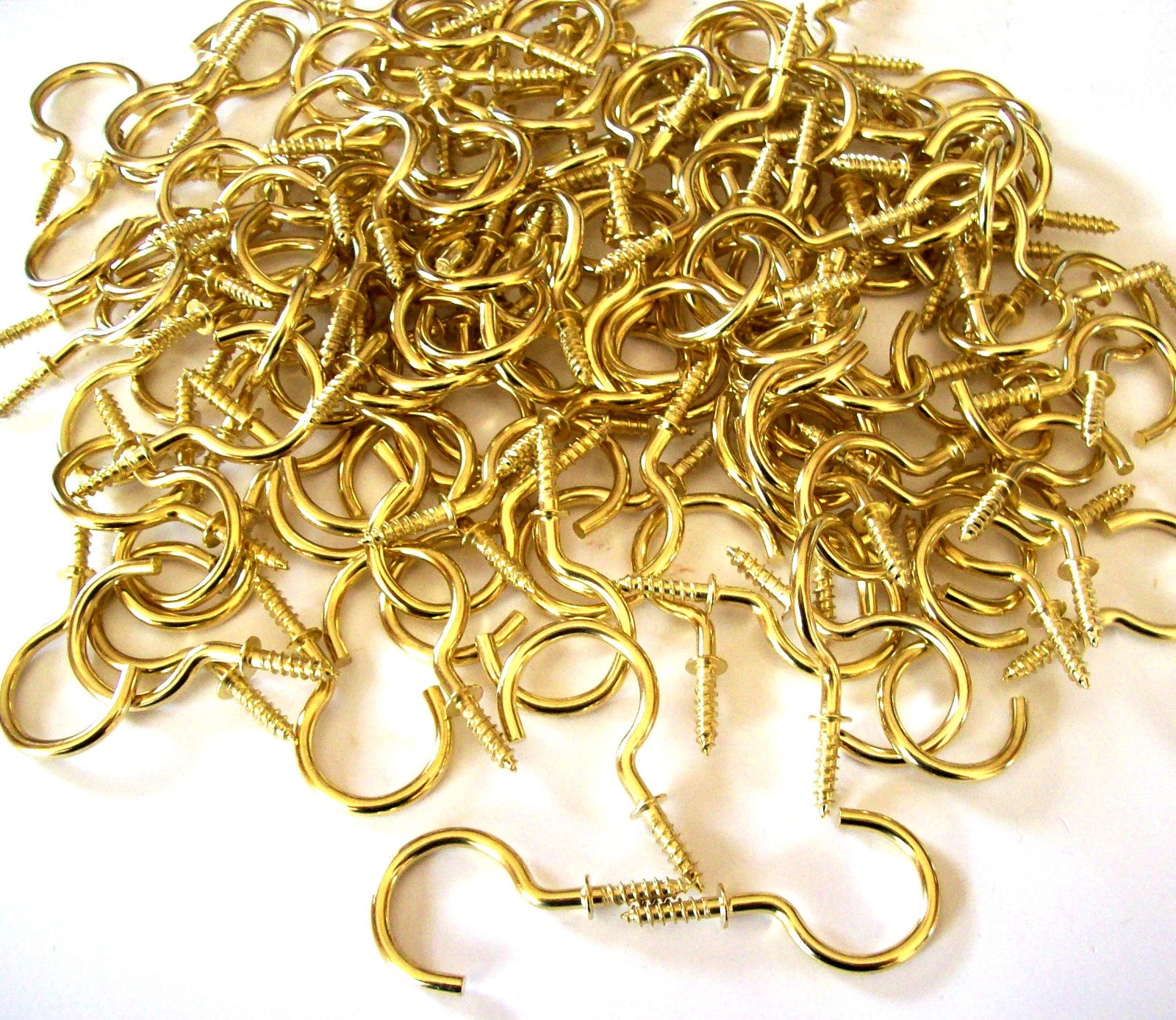 Brass Plated Cup Hooks 1-1/4"