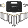 WORKPRO 22PC Ratcheting Wrench Set Combination Wrench Metric 6-18mm&amp;SAE 1/4-3/4"