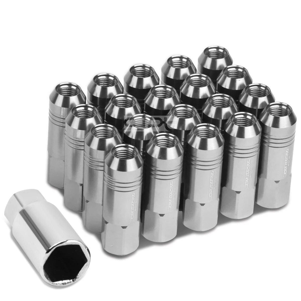 Open End M12x1.25 60mm Tall 20mm Od Silver Aluminum Jdm Lug