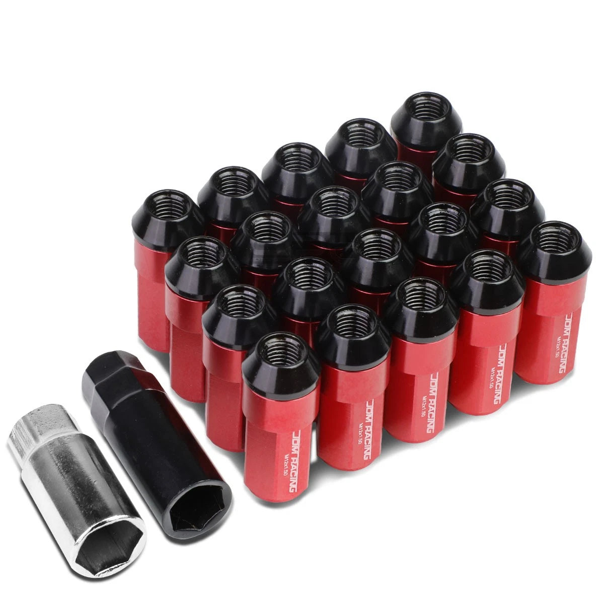 M12x1.5 53mm Tall 23mm Od Red Aluminum Jdm Lug Nuts | Built Supply Co