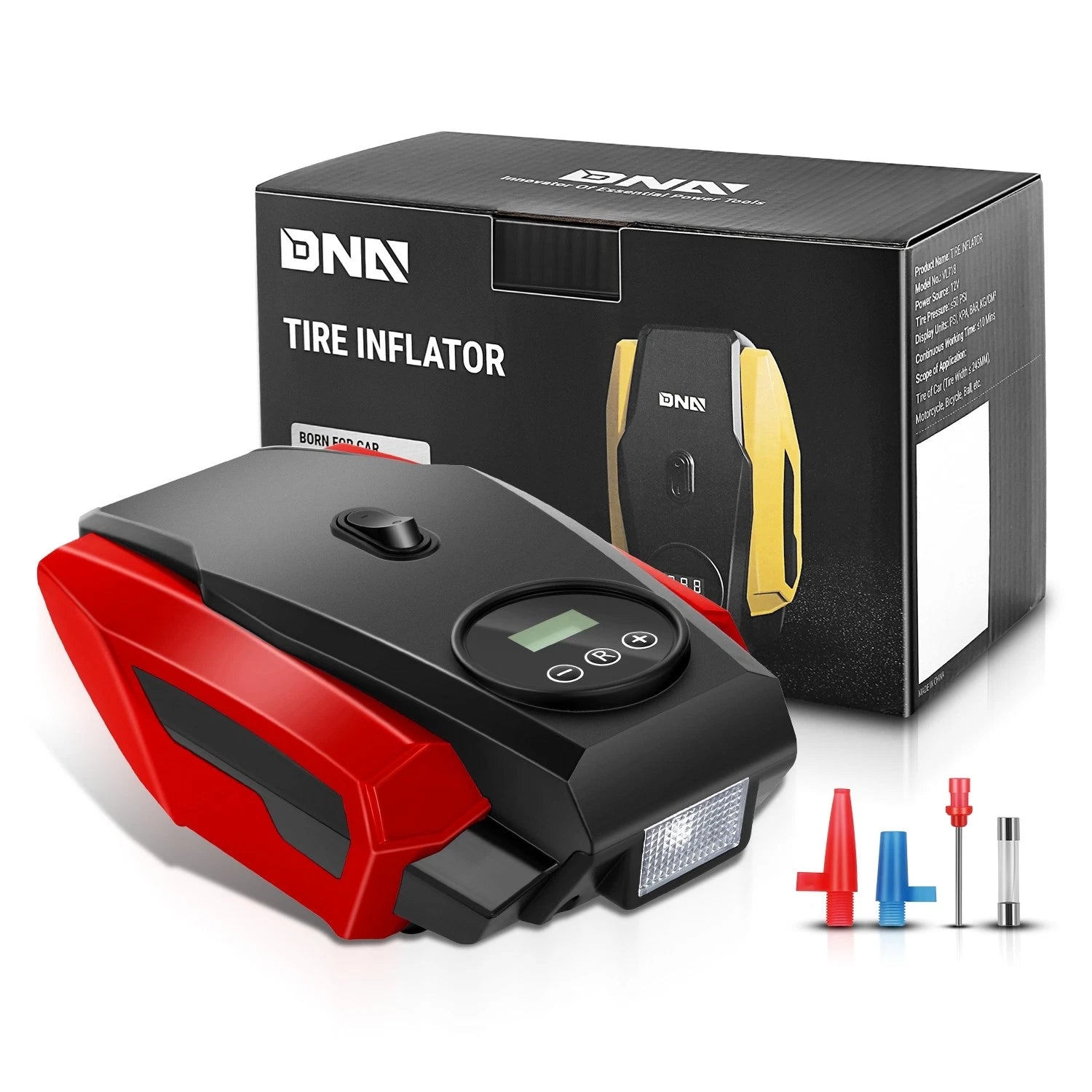 Led Lighting Design Tire Inflator Portable Red Auto Shut Off Air Pump