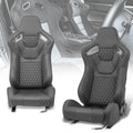 Pair Of Vinyl Leather Black Reclinable Racing Seats | Built Supply Co