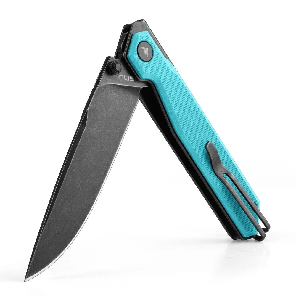 Flissa Folding Pocket Knife Removable Pocket Clip 3.2" 8cr13mov Blade