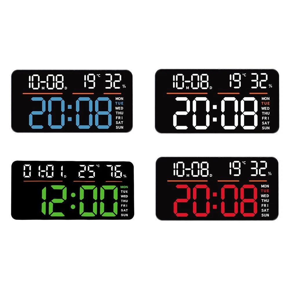 Led Digital Wall Clock With Temperature Display And Dual Alarm For
