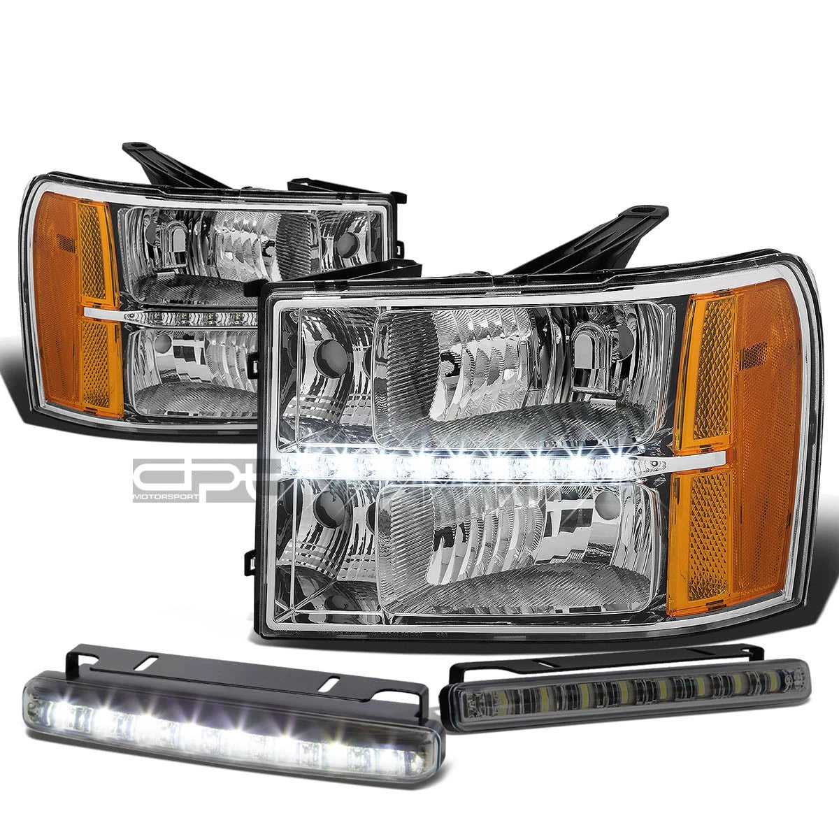 Chrome Clear Headlight+LED+<wbr/>amber Corner+drl | Built Supply Co