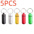 5pack Outdoor Pill Box Keychain Medicine Case Bottle Drug Holder