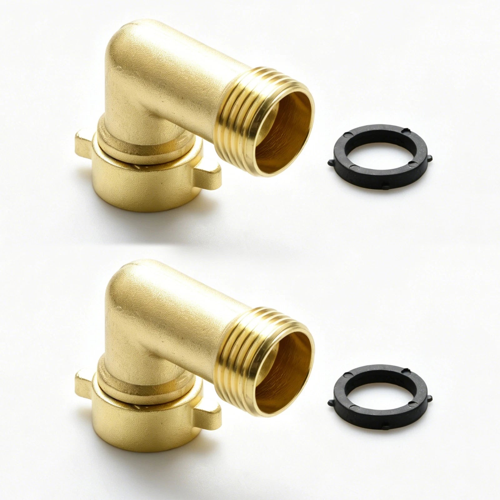90° Garden Hose Elbow Connector 3/4" Brass Washers Outdoor Faucet Rv